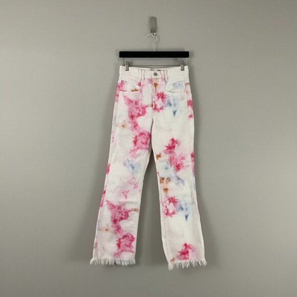Isabel Marant Elvira Tie Dye High Rise Flared Jeans in Pink Size 34 (US 2) - Picture 1 of 8